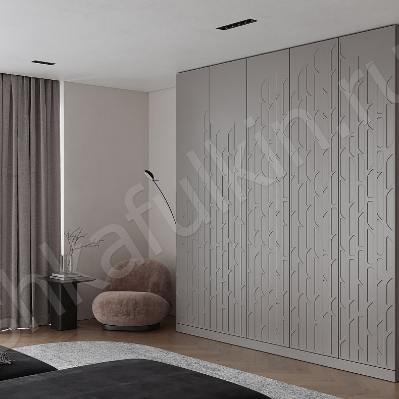 Шкаф Тесоро Серый Современный 5и створчатые Гостиная Для вещей