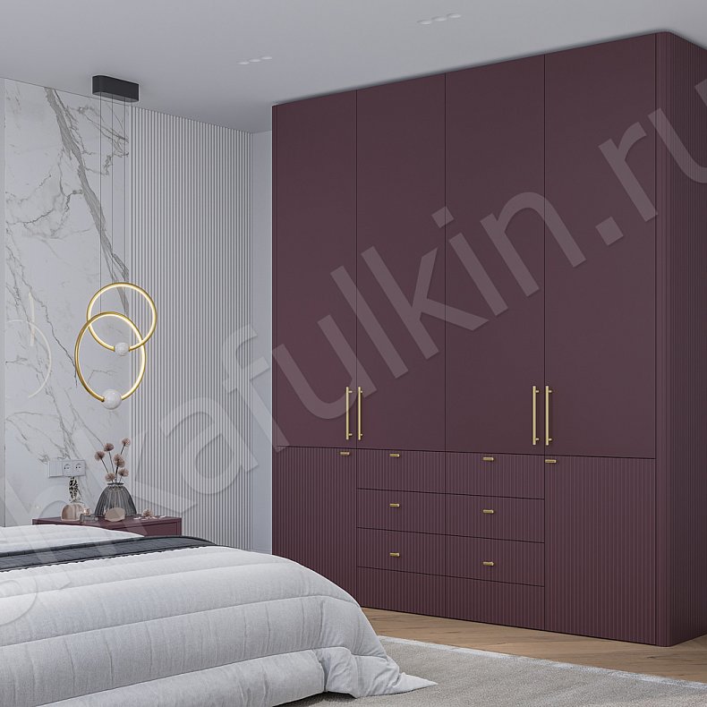 Гарнитур Полли Черный Цветной Коричневый Светлые Темные Минимализм 4х створчатые Спальня Для белья Для вещей 23