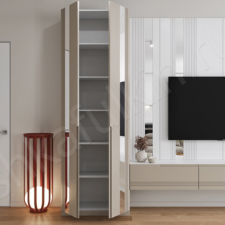 Изображение Стенка Альгеро Черный Коричневый Светлые Темные Современный 2х створчатые Гостиная Под ТВ Для вещей 11