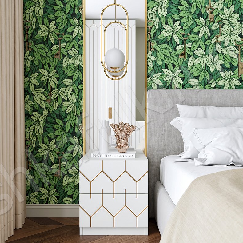 Изображение Гарнитур Франческа Белый Серый Светлые Золото Современный 2х створчатые Спальня Для вещей 6