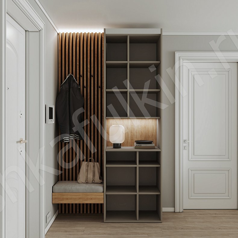 Изображение Прихожая Донни Древесный Белый Черный Серый Светлые Темные Скандинавский 2х створчатые Прихожая Для вещей 10