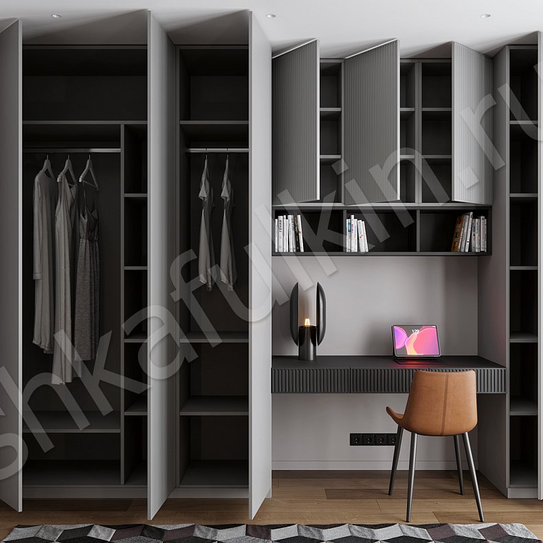 Изображение Гарнитур Жанель Светлые Серый Минимализм 6и створчатые Спальня Для белья Для книг Для вещей 10