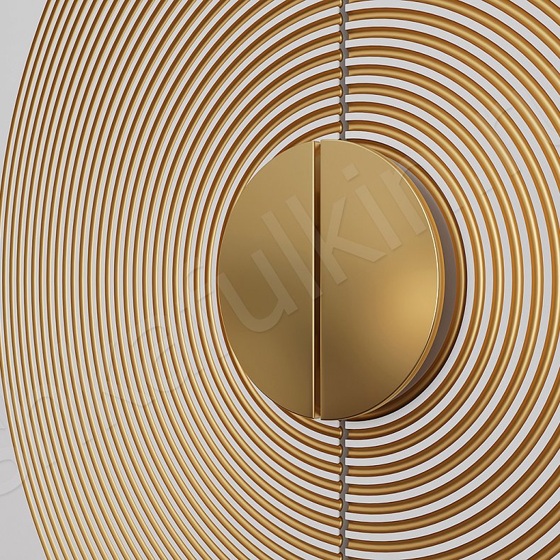 Изображение Встроенный шкаф Ришелье Белый Золото Светлые Неоклассика 5и створчатые Спальня Для белья Для вещей 5