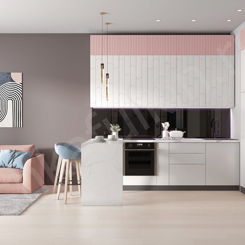 Изображение Кухня Мулберри Светлые Розовый Цветной Белый Современный Для посуды 1