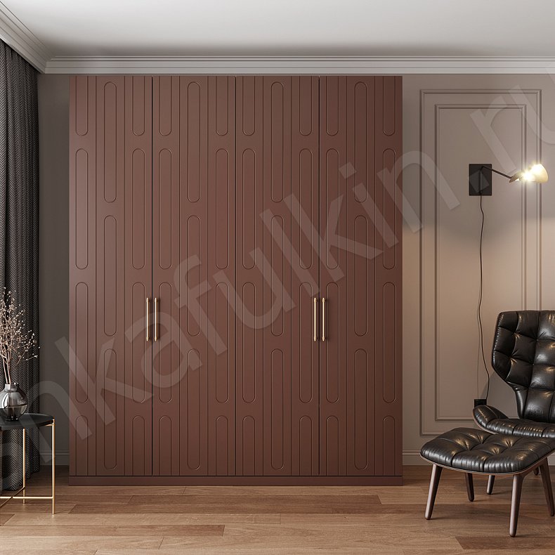 Шкаф 4 двери Шармель Белый Коричневый Светлые Минимализм 4х створчатые Гостиная Для вещей 1