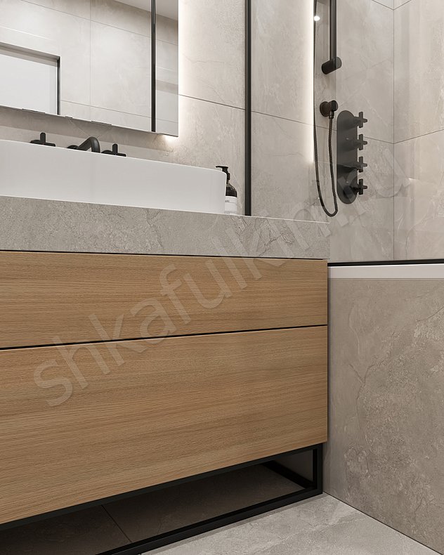 Мебель в санузел Ролан Светлые Древесный Современный 2х створчатые  Для вещей 3