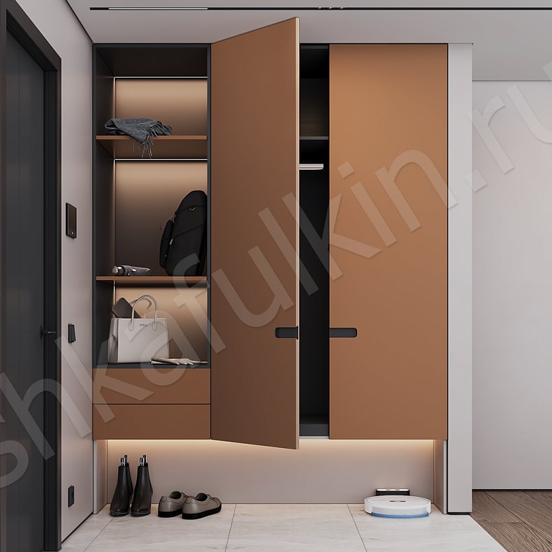 Прихожая Пантео Цветной Светлые Современный 2х створчатые Прихожая Для вещей 4