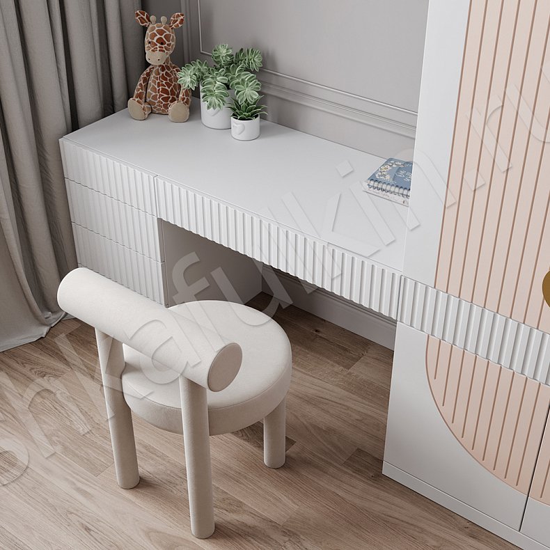 Детская Рианна Розовый Светлые Синий Цветной Белый Современный 4х створчатые Детская Для вещей Для декора Для книг 9