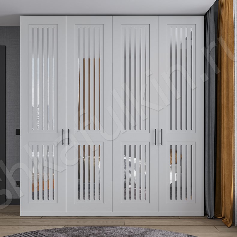 Шкаф Сандерс Белый Скандинавский 4х створчатые Спальня Для вещей 1