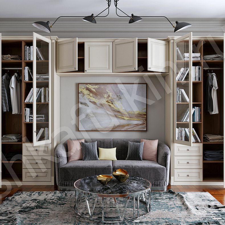 Изображение Шкаф Андриана Коричневый Светлые Зеленый Классика 4х створчатые Детская Для книг Для вещей 10