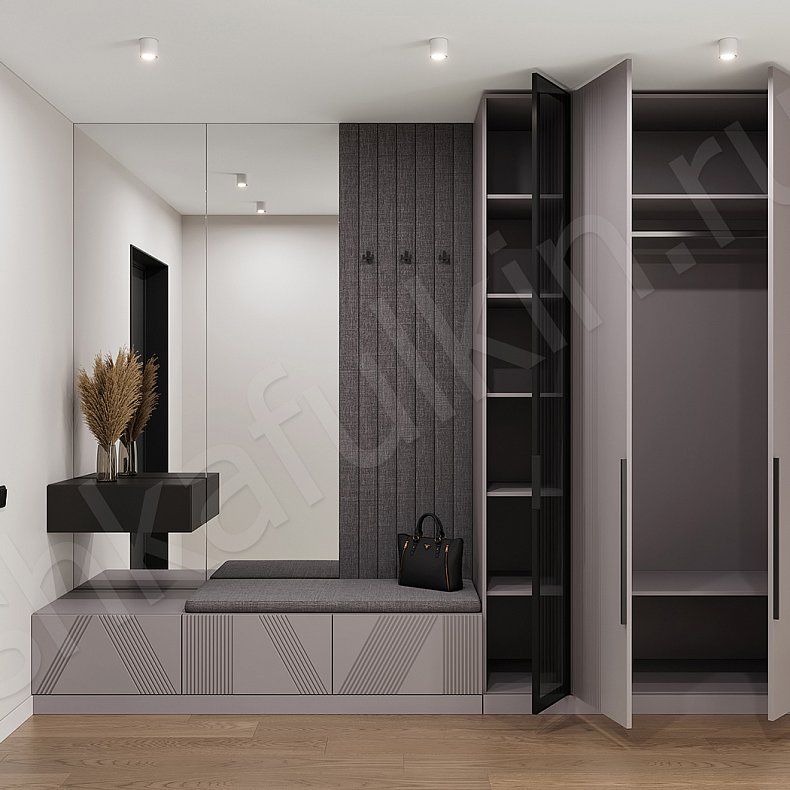 Прихожая Клеопатра Черный Светлые Серый Современный 2х створчатые Прихожая Для вещей 4