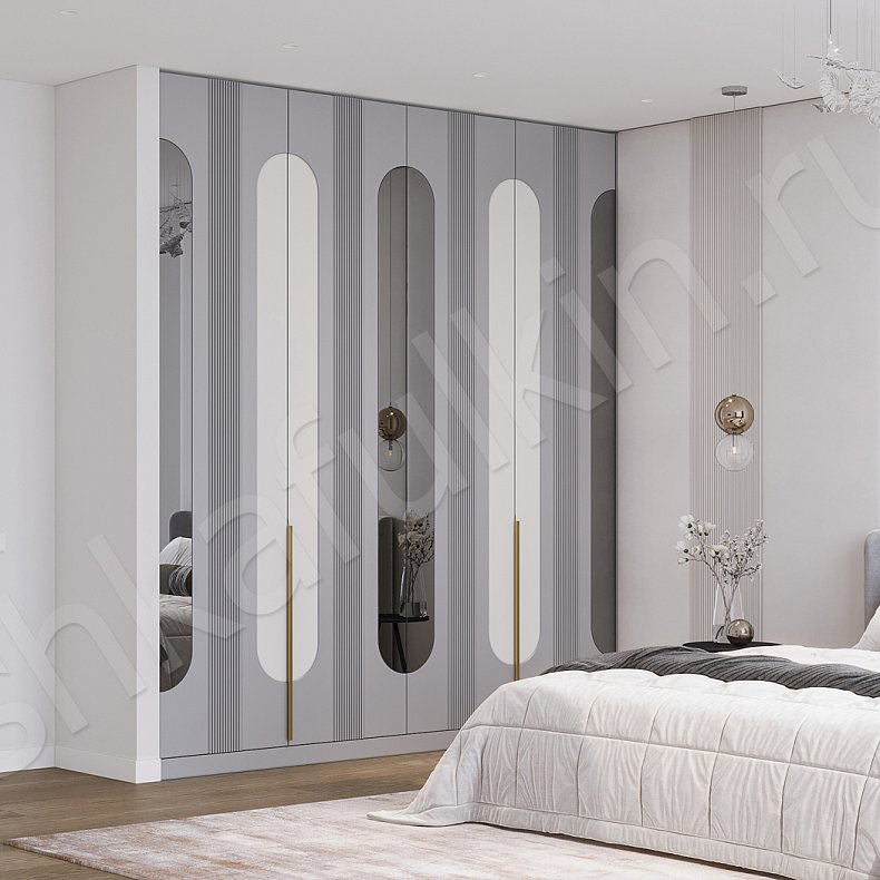 Встроенный шкаф Попурри Серый Светлые Современный 4х створчатые Спальня Для вещей