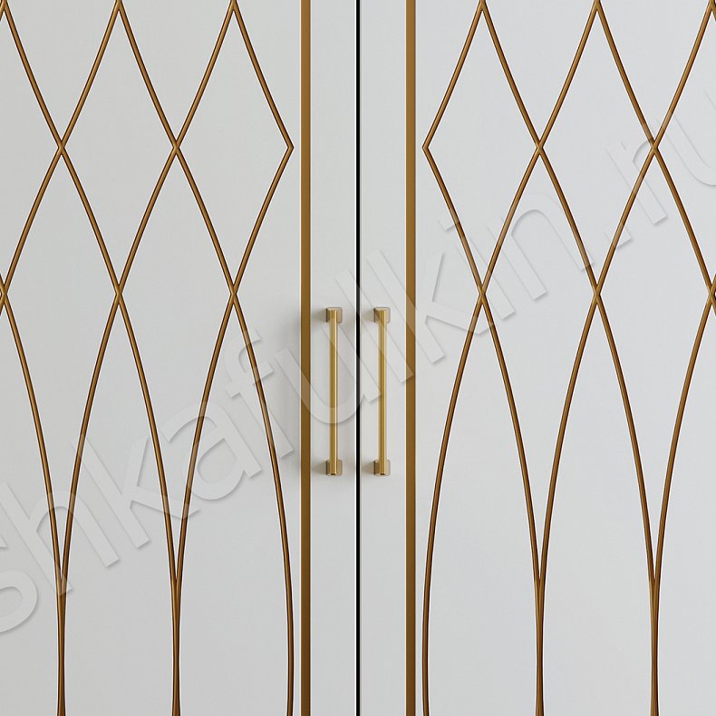 Распашной шкаф Кристиан Светлые Золото Белый Современный 4х створчатые Спальня Для вещей 3