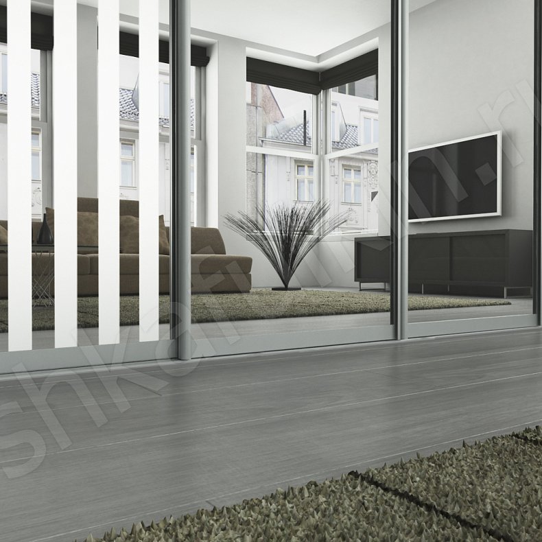 Встроенный шкаф-купе Зебра Серый Светлые Модерн 4х створчатые Гостиная Для вещей 3