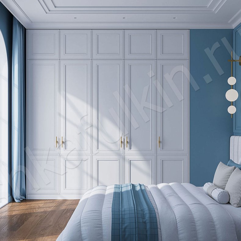 Встроенный шкаф Параиба Белый Светлые Классика 5и створчатые Спальня Для белья 1