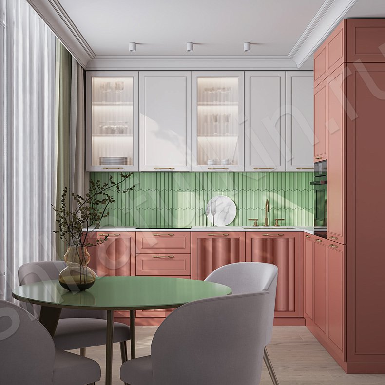 Кухня Ангурия Коричневый Цветной Красный Светлые Современный   Для посуды 11