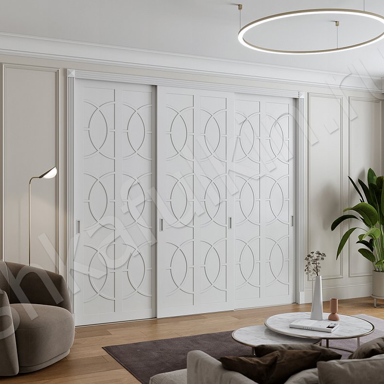 Шкаф-купе Ажур Светлые Белый Классика 3х створчатые Спальня Для вещей