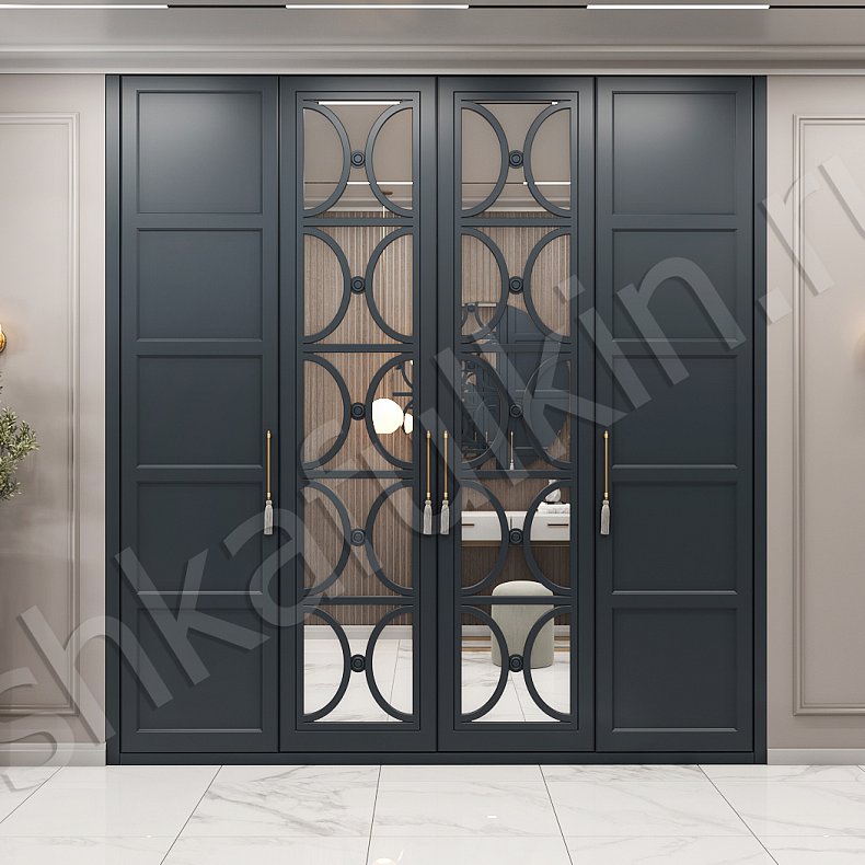 Изображение Встроенный шкаф Сантименто Темные Серый Неоклассика 4х створчатые Коридор Для вещей 1