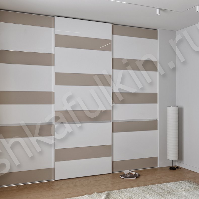 Встраиваемый шкаф-купе Бримнэс Коричневый Светлые Серый Современный 3х створчатые Спальня Для вещей 4