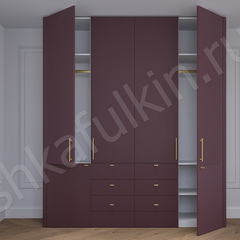 Гарнитур Полли Черный Цветной Коричневый Светлые Темные Минимализм 4х створчатые Спальня Для белья Для вещей 21