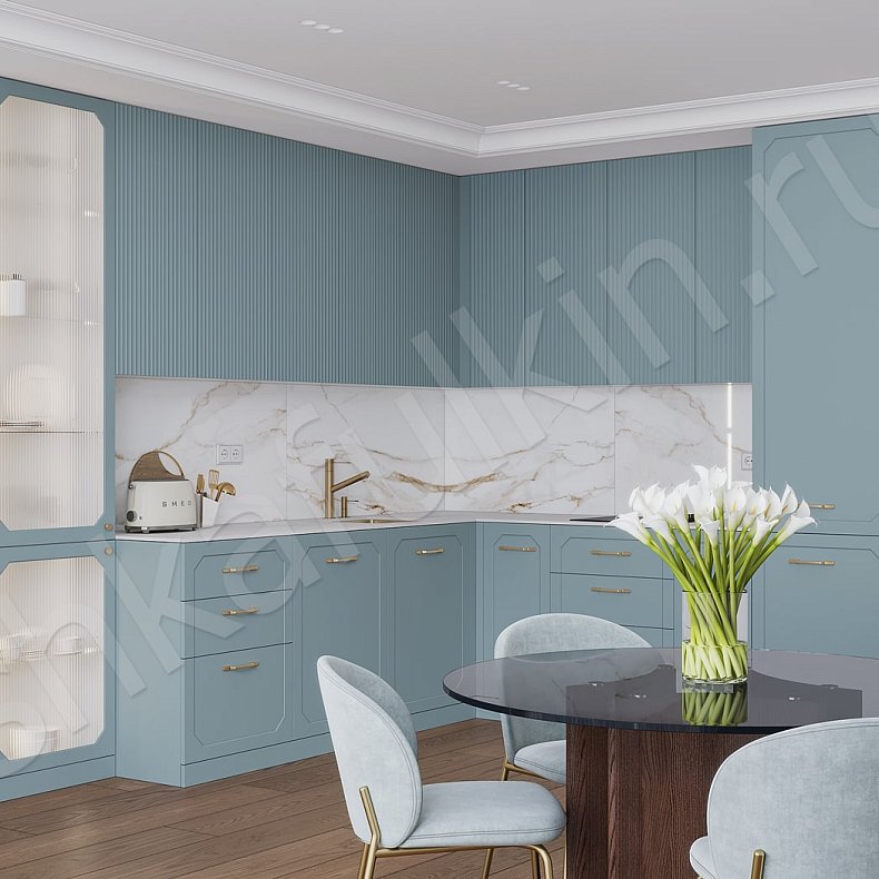 Кухня Санремо Синий Цветной Розовый Светлые Неоклассика   Для книг Для декора