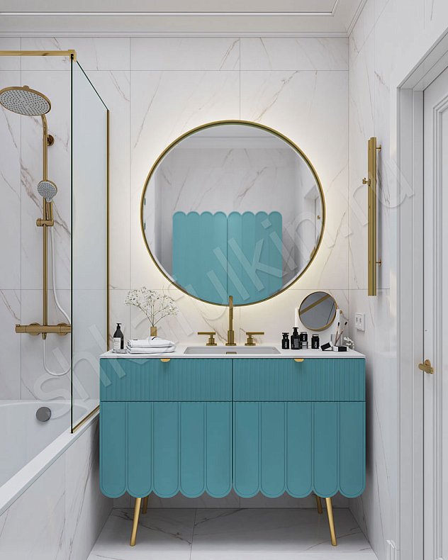 Мебель в ванную Монмартр Светлые Синий Цветной Неоклассика 2х створчатые  Для вещей