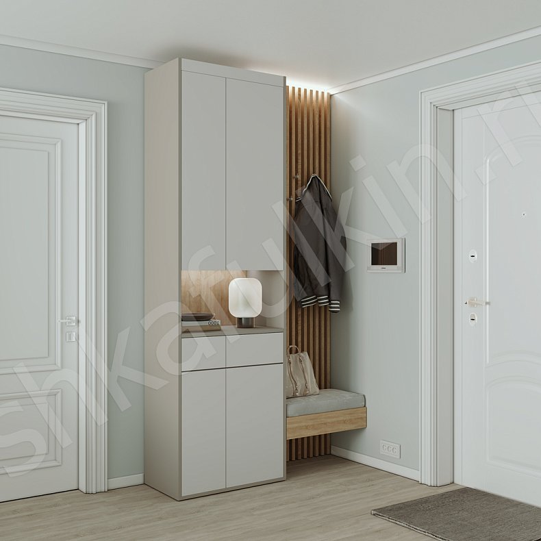 Изображение Прихожая Бонни Темные Светлые Серый Коричневый Черный Белый Скандинавский 2х створчатые Прихожая Для вещей 6