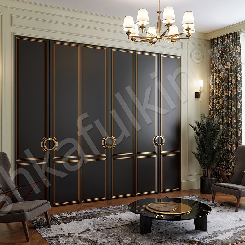 Изображение Спальный гарнитур София Черный Коричневый Светлые Темные Золото Классика 6и створчатые Спальня Для вещей 1