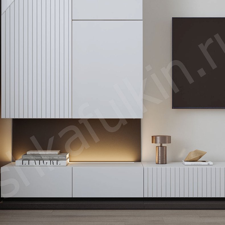 Изображение Стенка Фигаро Белый Черный Светлые Темные Современный 2х створчатые Гостиная Под ТВ 9