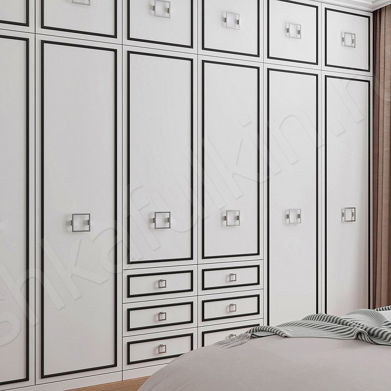 Встроенный шкаф Дантес Светлые Белый Классика 6и створчатые Спальня Для вещей Для белья 1