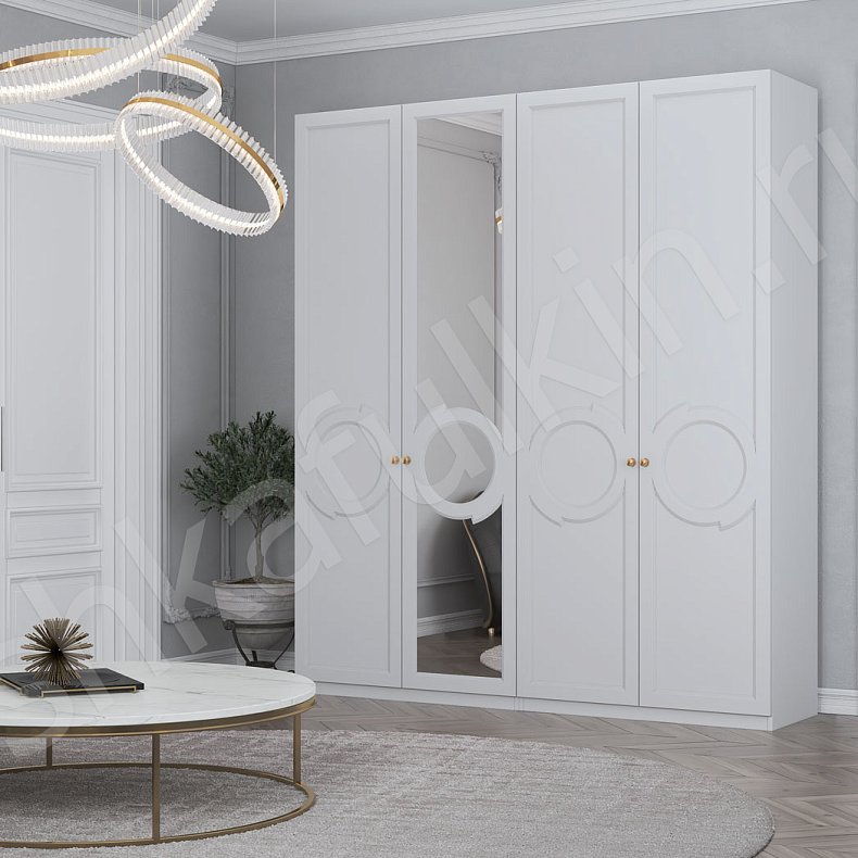 Шкаф Монтерри Белый Светлые Неоклассика 4х створчатые Гостиная Для вещей