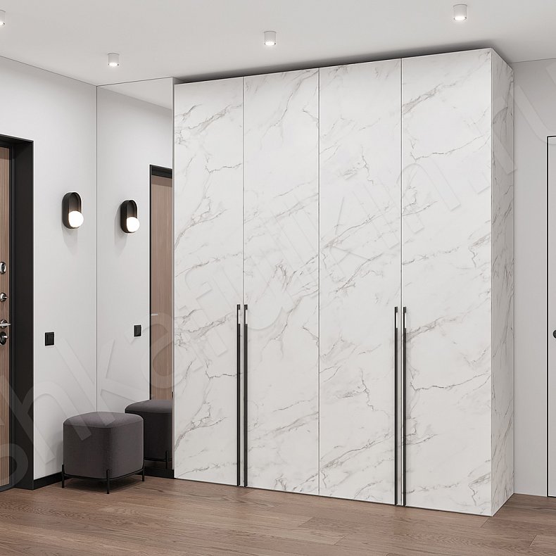 Изображение Шкаф в прихожую Каррара Светлые Белый Современный 4х створчатые Прихожая Для вещей 1