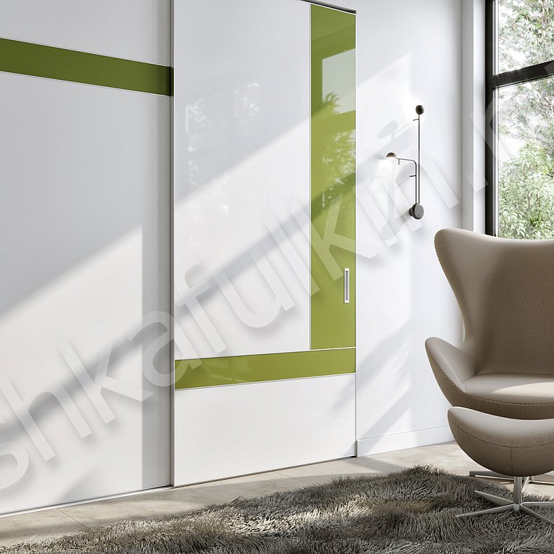 Встроенный шкаф-купе 2 двери Афина Белый Цветной Светлые Зеленый Современный 2х створчатые Гостиная Для вещей 2