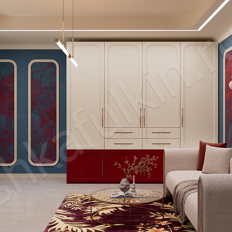 Шкаф Монтеверде Светлые Красный Цветной Белый Современный 4х створчатые Гостиная Для вещей 1