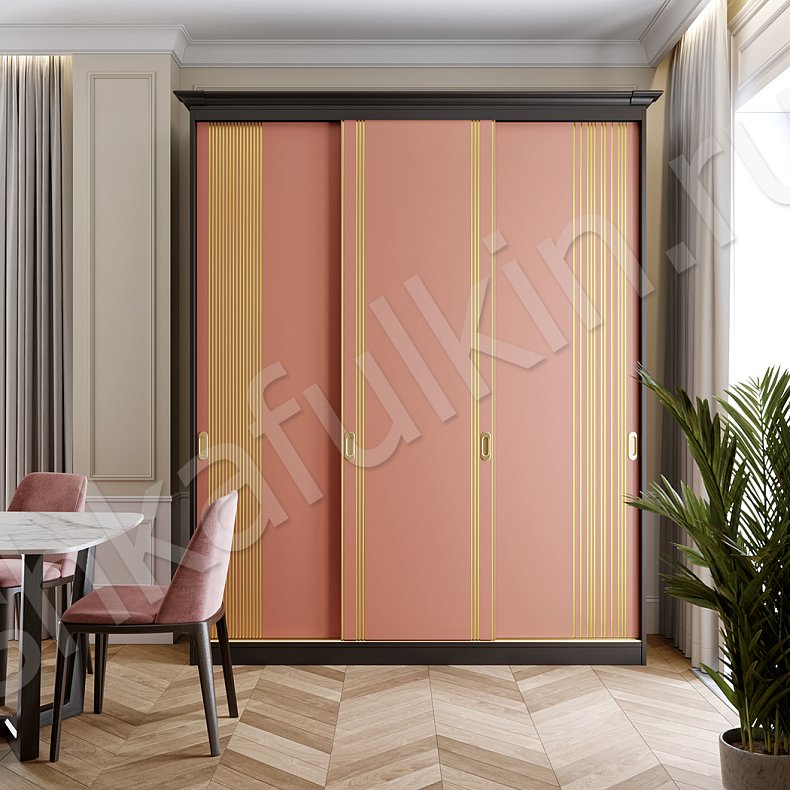 Корпусный шкаф-купе Сиена Светлые Красный Цветной Модерн 3х створчатые Гостиная Для вещей 1