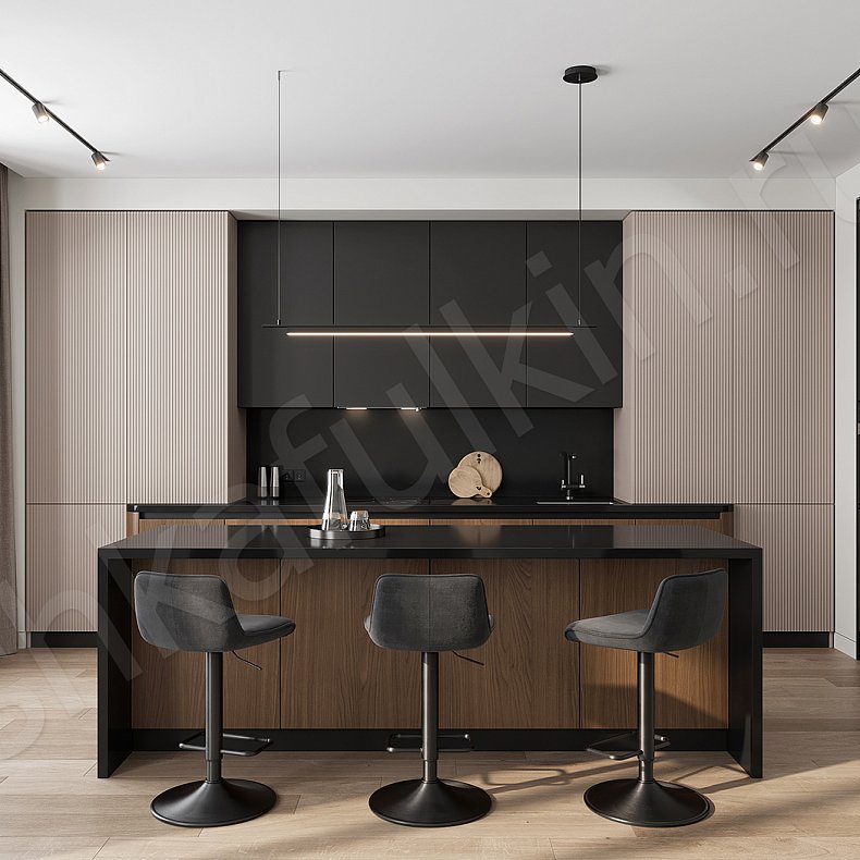 Изображение Кухня Лальберо Светлые Коричневый Древесный Современный Для посуды Для декора 1