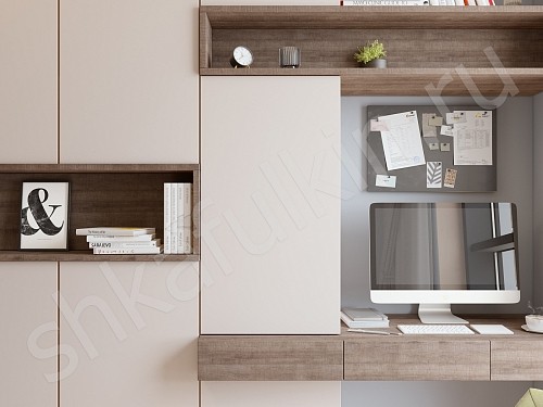 Изображение цвета Шкаф с рабочей зоной Джамбо Древесный Прованс 4х створчатые Спальня 