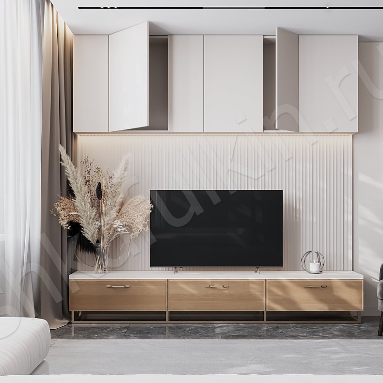 Изображение Стенка Амадей Светлые Древесный Белый Скандинавский Гостиная Под ТВ 2