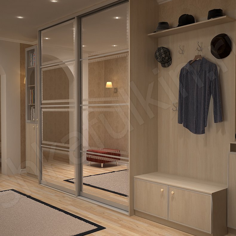 Изображение Прихожая Лоренго Древесный Светлые Современный 2х створчатые Коридор Для вещей 3