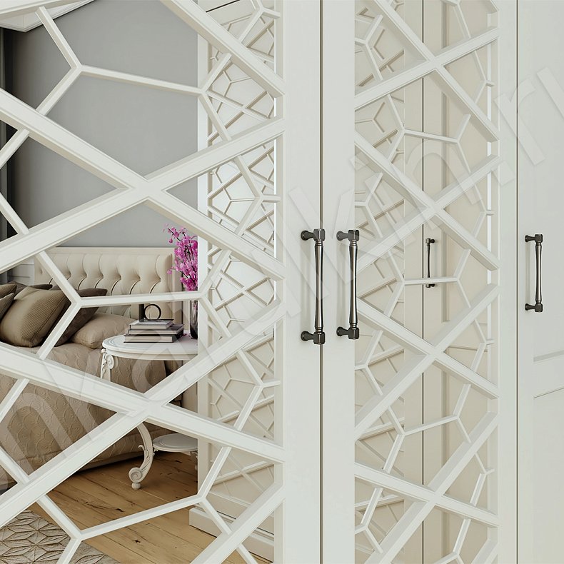 Угловой шкаф Бенедикт Белый Светлые Классика 6и створчатые Спальня Для вещей 3