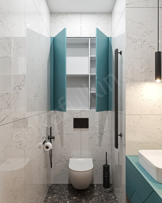 Мебель в ванную Фигаро Цветной Синий Светлые Модерн   Для вещей 3