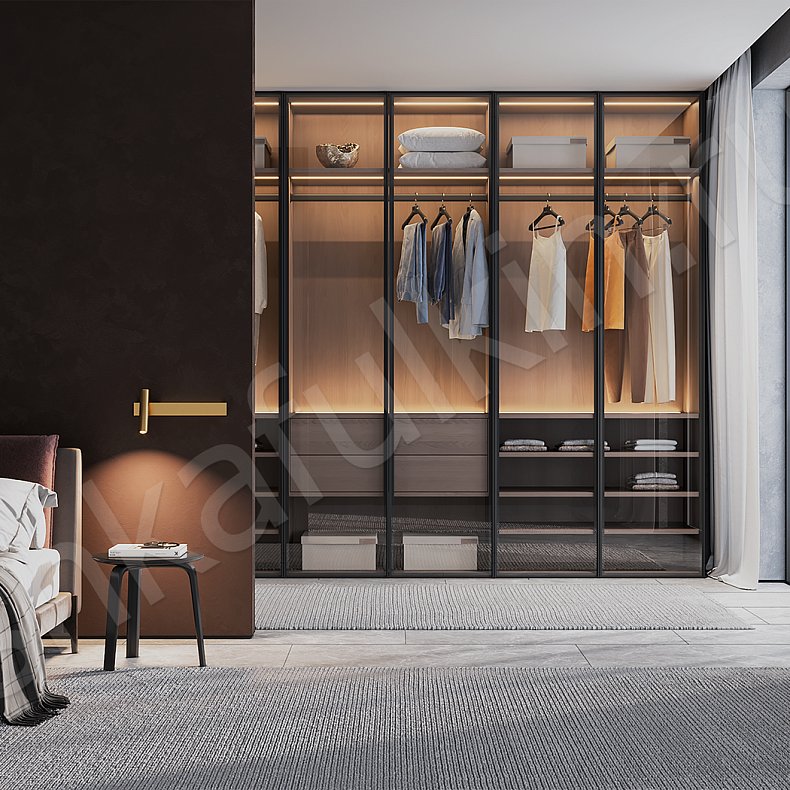 Гардеробная Неаполь Древесный Черный Современный  Гардеробная Для вещей 1