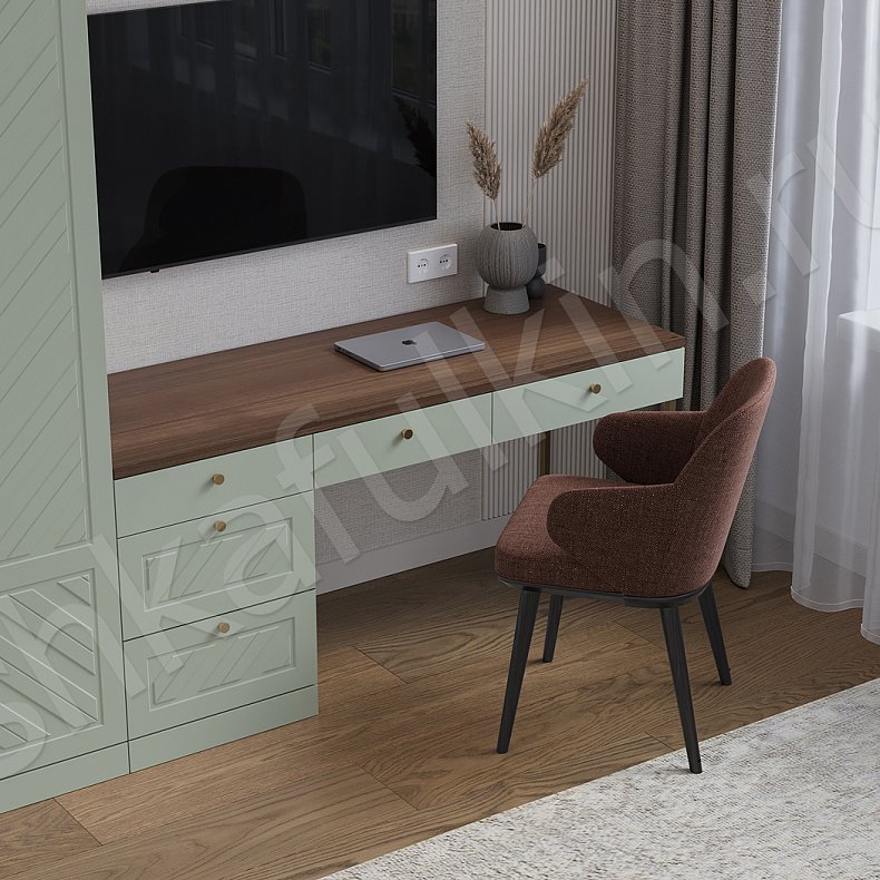 Гарнитур Бьянка Зеленый Светлые Цветной Современный 2х створчатые Спальня Для вещей Под ТВ Для книг Для белья 3