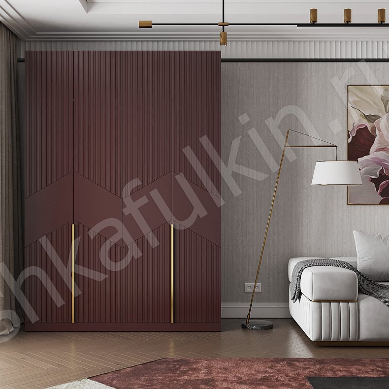 Изображение Шкаф 4 двери Ланвин Цветной Красный Темные Неоклассика Гостиная Для вещей 1