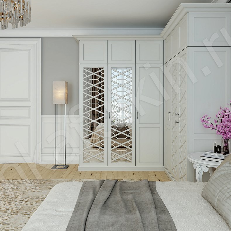 Угловой шкаф Бенедикт Белый Светлые Классика 6и створчатые Спальня Для вещей 2