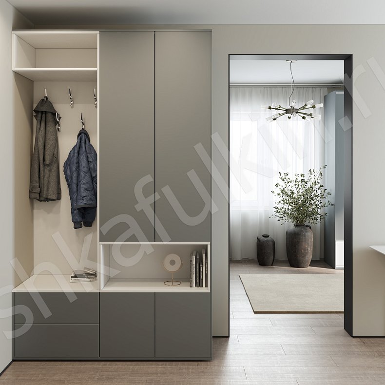 Изображение Прихожая Мэрри Серый Черный Минимализм 2х створчатые Прихожая Для вещей Для декора 3