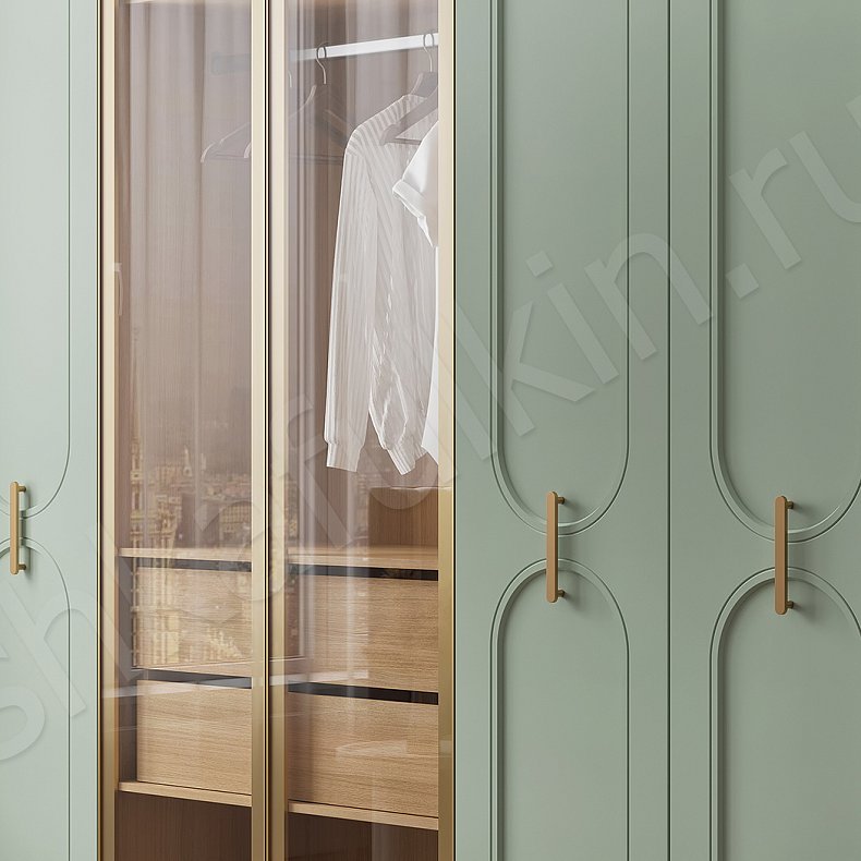 Шкаф Айвенго Белый Светлые Современный 5и створчатые Спальня Для белья Для вещей 7