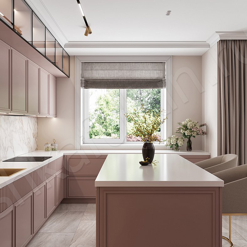 Кухня Мельпомена Светлые Розовый Современный   Для посуды Для декора 3