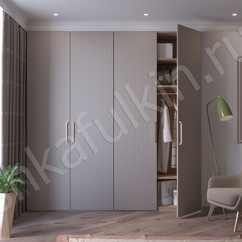 Встроенный шкаф Бинго Светлые Серый Модерн 4х створчатые Гостиная Для вещей 1