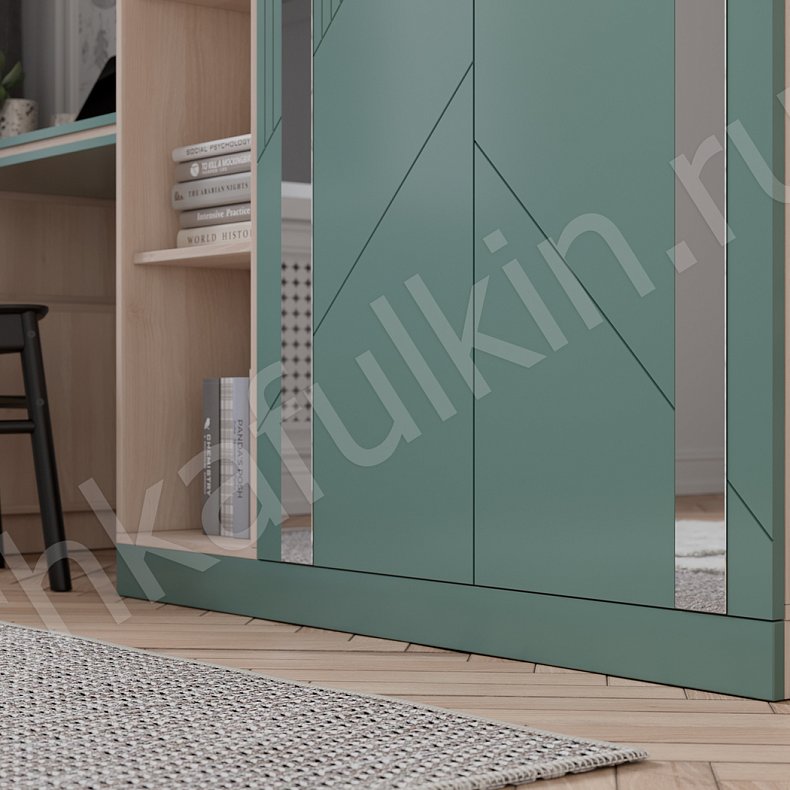 Изображение Детская Хадсон Древесный Зеленый Модерн 2х створчатые Детская Для книг Для вещей 9